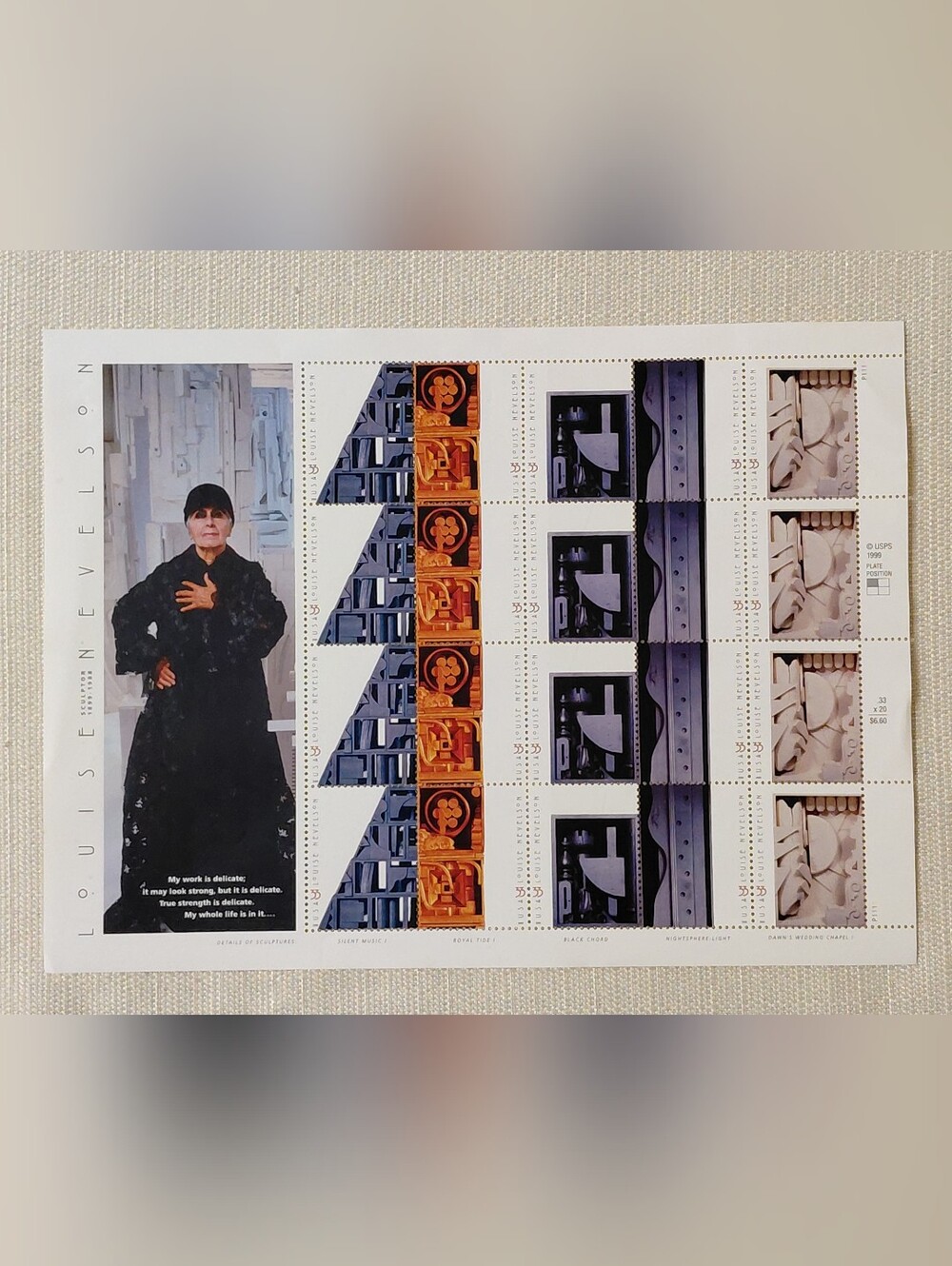 LOUISE NEVELSON 1999 Limited Edition Stamps *Sculptor 1898-1988